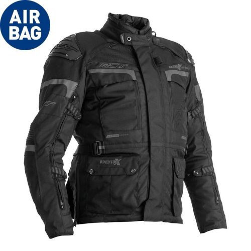 RST Adventure-X Légzsákos Fekete Textil Motoros Kabát 40