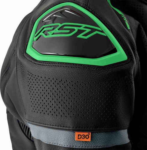 RST S1 D30 Motoros Bőrkabát - Fekete-Zöld Méret:3XL