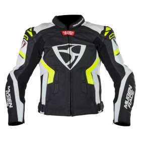 Mugen Race LJ-MNR-1821 Fekete Fehér Fluo Motoros Bőrkabát